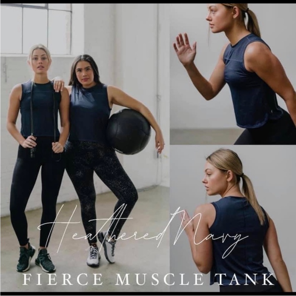 Zyia Heathered Navy Fierce Muscle Tank size L -NWT